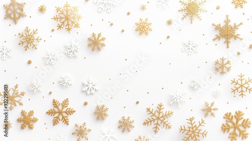 Wallpaper Mural Gold and White Snowflakes on Light Background for Holiday Design Torontodigital.ca