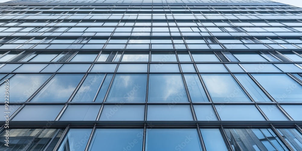 A large building with many windows and a cloudy sky in the background A large building with many windows and a cloudy sky in the background