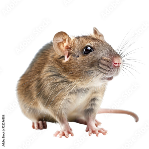 Isolated Oriental Rat with Detail of Fur and Whiskers.