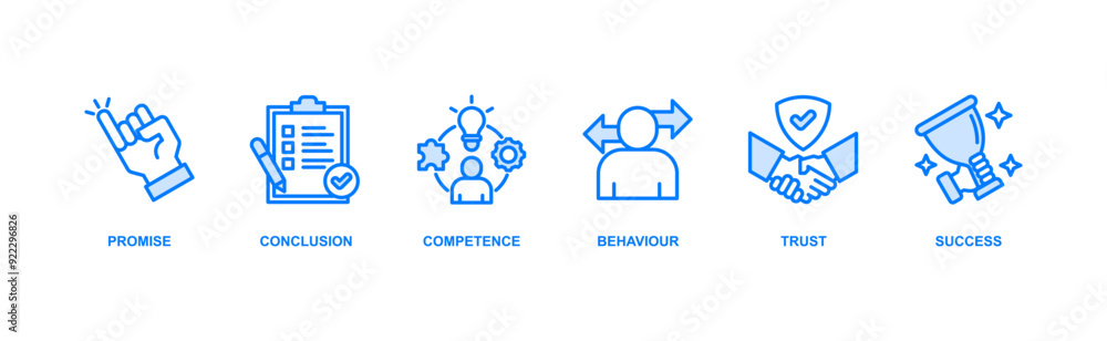 Commitment banner web icon vector illustration concept with icon of promise, conclusion, competence, behaviour, trust, and success Commitment banner web icon vector illustration concept with icon of promise, conclusion, competence, behaviour, trust, and success