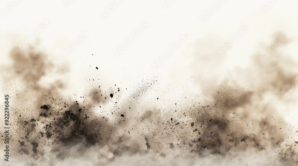 Obraz premium Exploding Dust and Debris Cloud on White Background