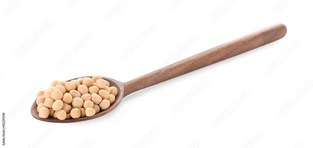 Spoon with dried peas isolated on white Spoon with dried peas isolated on white