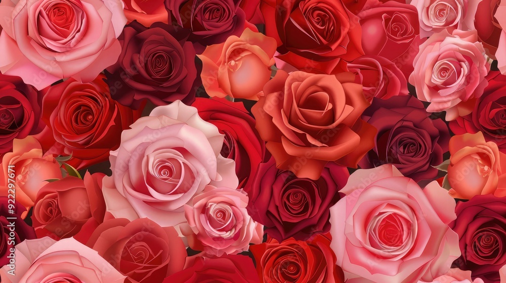 Romantic seamless pattern of red and pink roses. Romantic seamless pattern of red and pink roses.