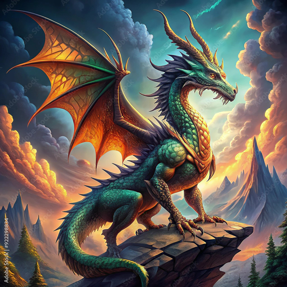 Majestic Dragon in a Fantasy Realm Picture Majestic Dragon in a Fantasy Realm Picture