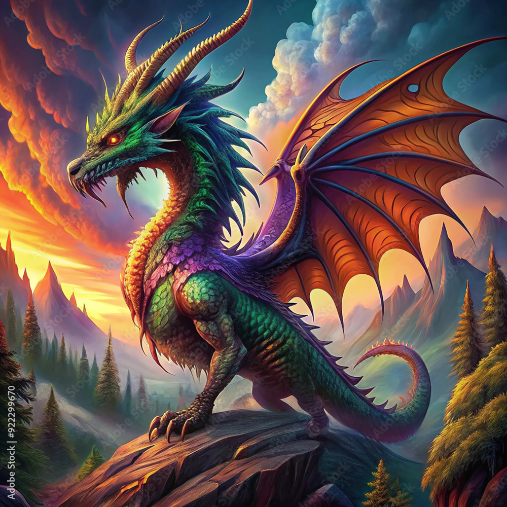Majestic Dragon in a Fantasy Realm Picture Majestic Dragon in a Fantasy Realm Picture
