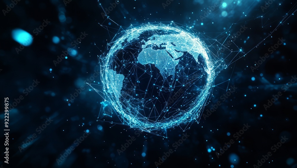 blue hologram globe with world map with glowing data streams, ai global communication networks, virtual reality simulations, geospatial data visualization, and interactive educational experience. blue hologram globe with world map with glowing data streams, ai global communication networks, virtual reality simulations, geospatial data visualization, and interactive educational experience.