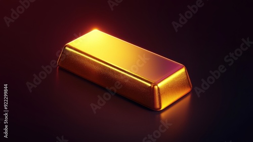 A shiny gold bar, symbolizing wealth and prosperity, positioned on a dark background, reflecting light beautifully.