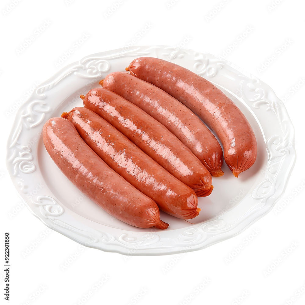 Isolated Without Background Four Vienna Sausages on a Plate Isolated Without Background Four Vienna Sausages on a Plate