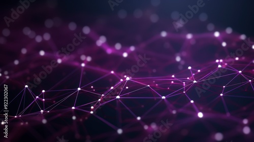 Abstract network of interconnected nodes and lines in purple tones.