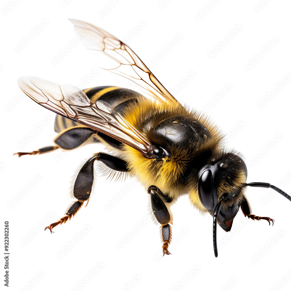 Detailed Isolated Image of a Yellow-Faced Bee with Transparency. Detailed Isolated Image of a Yellow-Faced Bee with Transparency.