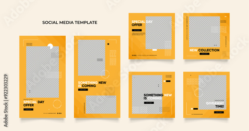 social media template banner blog fashion sale promotion. fully editable instagram and facebook square post frame puzzle organic sale poster. fresh yellow element shape vector background
