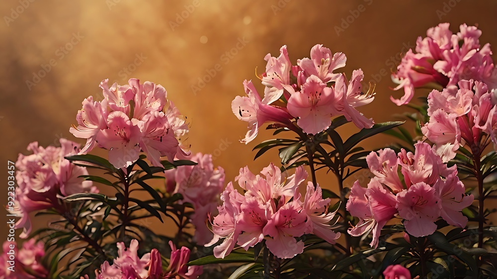 A Cluster Of Pink Azaleas On A Warm Amber Backdrop A Cluster Of Pink Azaleas On A Warm Amber Backdrop