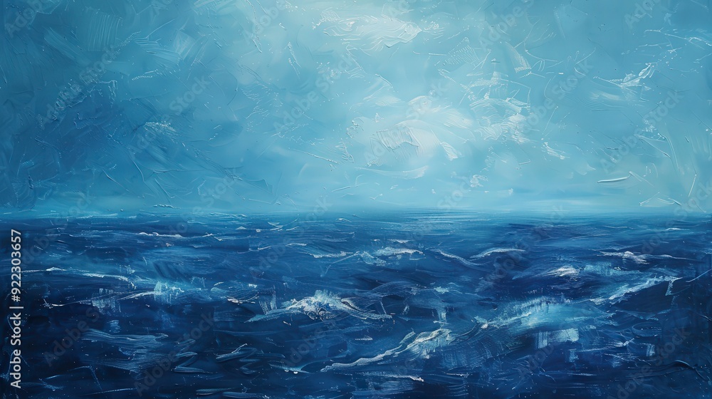 Naklejka premium A serene seascape with gentle waves under a cloudy sky, evoking calmness and tranquility.