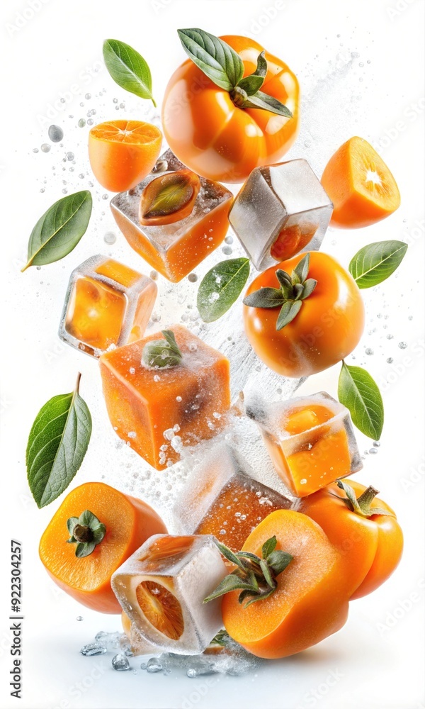 Creative Exotic Fruit in Mid Air with Swirling Ice , Dynamic Splashing Action and Vibrant Liquid Motion for Fresh, Energetic Visuals for Poster and Digital Design Creative Exotic Fruit in Mid Air with Swirling Ice , Dynamic Splashing Action and Vibrant Liquid Motion for Fresh, Energetic Visuals for Poster and Digital Design