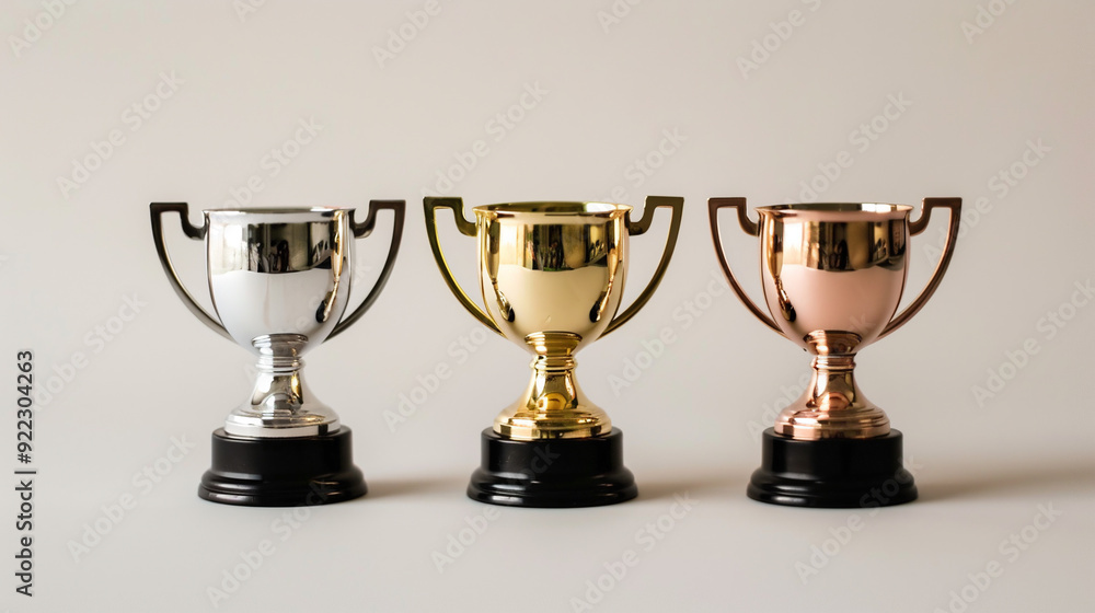 Trophy cups on the table. Trophy cups on the table.