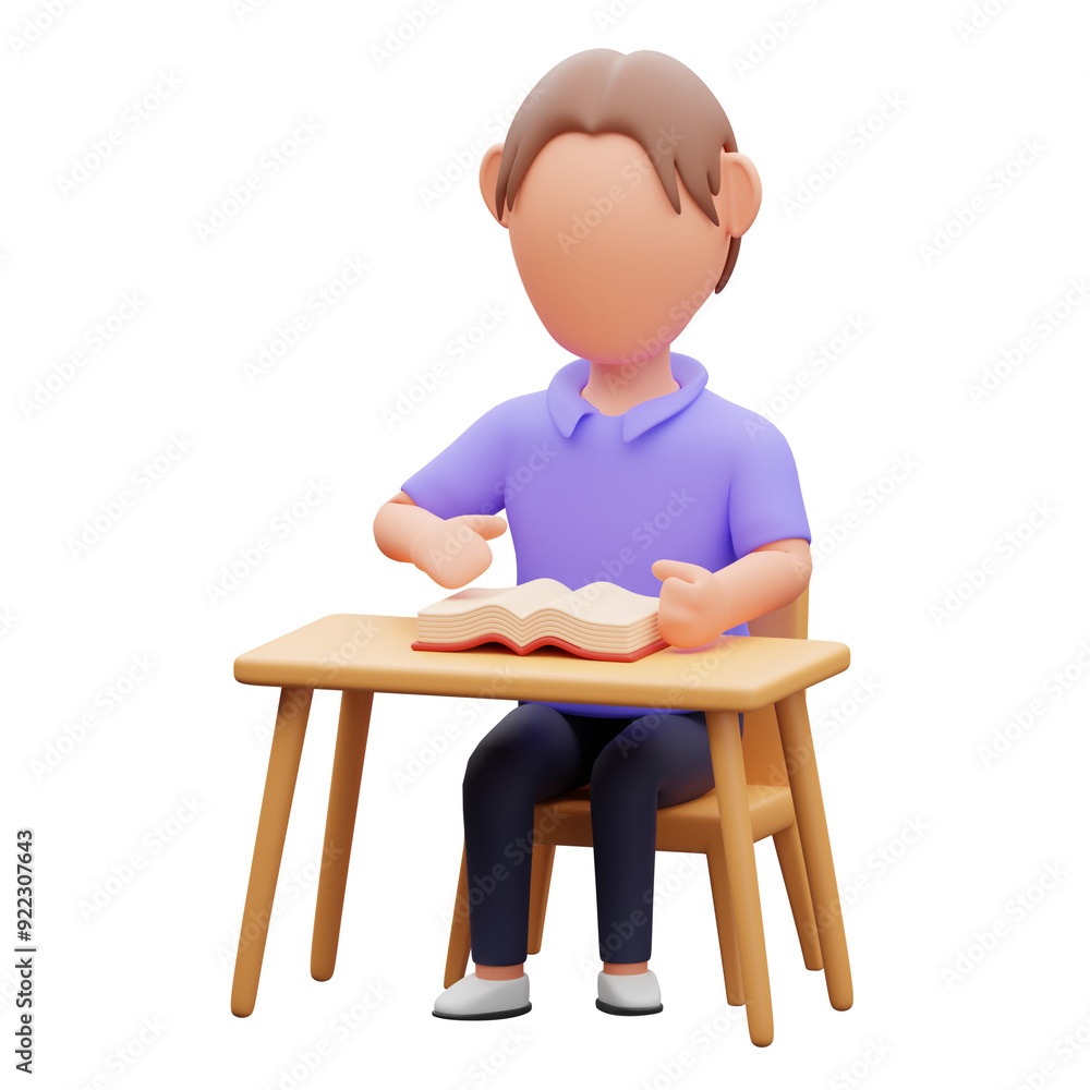 Student Reading Book 3d illustration Student Reading Book 3d illustration