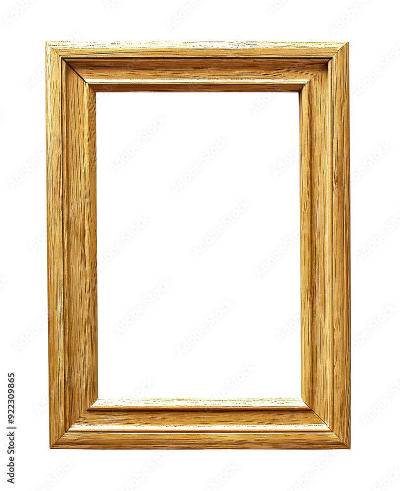 Fototapeta premium Simple Blank Wooden Frame Isolated Without Background for Artwork.