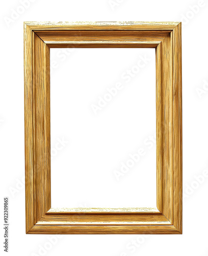 Simple Blank Wooden Frame Isolated Without Background for Artwork. photo