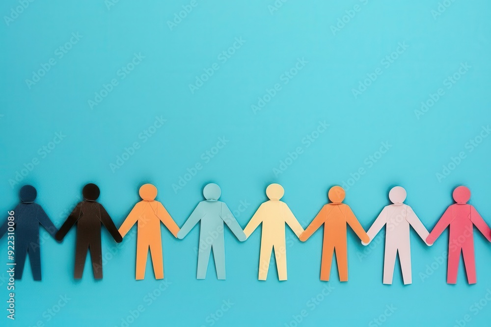 Paper chain of diverse people holding hands, multicultural connection Paper chain of diverse people holding hands, multicultural connection