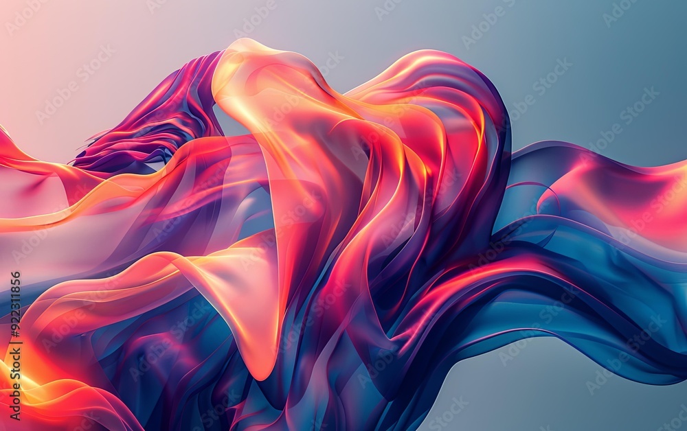 Abstract digital art with colorful flowing shapes Abstract digital art with colorful flowing shapes