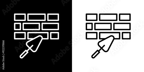 Brick wall icon. construction icon. Building icon. Black icon. Line icon. Silhouette.
