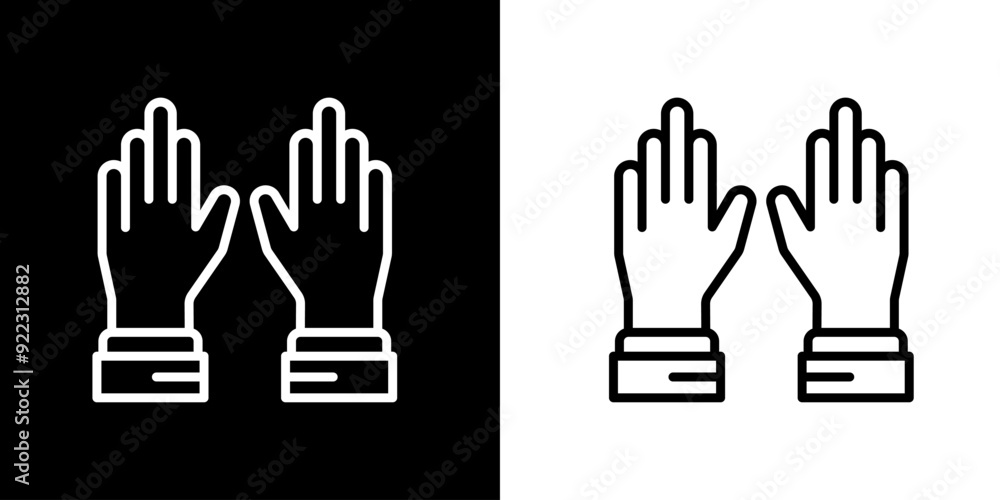 Fototapeta premium Gloves icon. construction icon. Building icon. Black icon. Line icon. Silhouette.