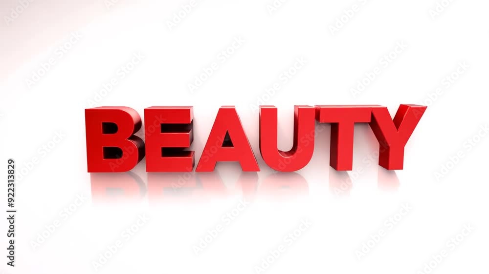 Bold Red Letters Spell out the Word Beauty on a White Background Generative AI Bold Red Letters Spell out the Word Beauty on a White Background Generative AI