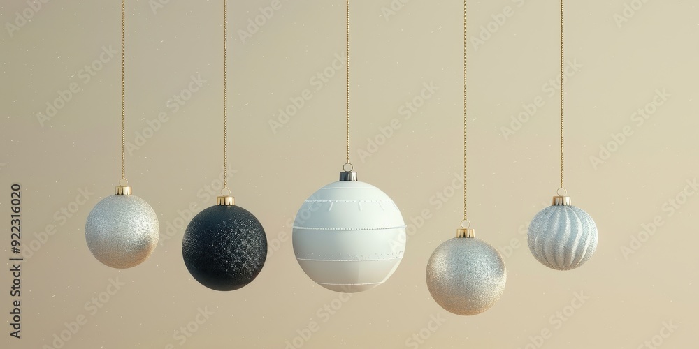 A collection of Christmas ornaments hanging from a string A collection of Christmas ornaments hanging from a string
