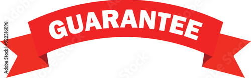 Guarantee icon in Red curved Ribbon, Guarantee icon, Guarantee red ribbon, Red ribbon guarantee