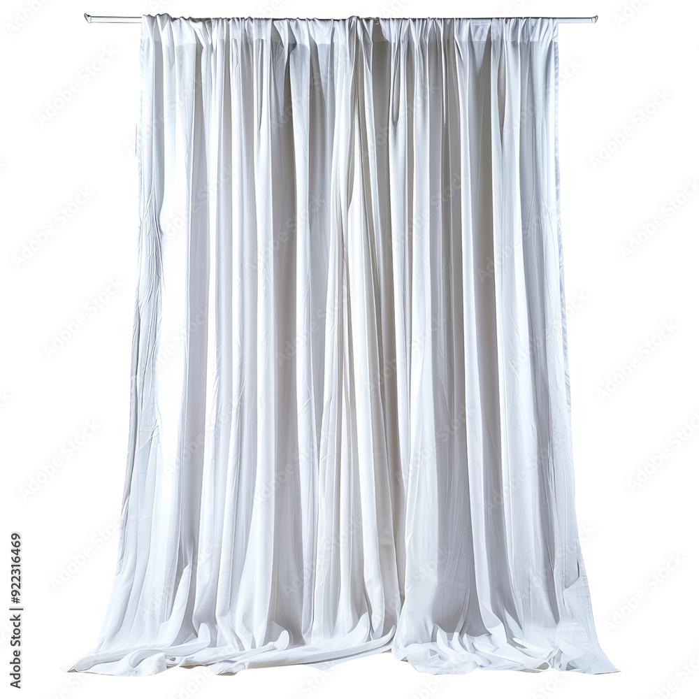 Soft Fabric Curtain Draped Elegantly, Isolated Without Background Soft Fabric Curtain Draped Elegantly, Isolated Without Background