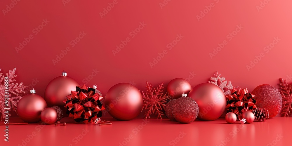 A red background with a bunch of red and gold ornaments A red background with a bunch of red and gold ornaments