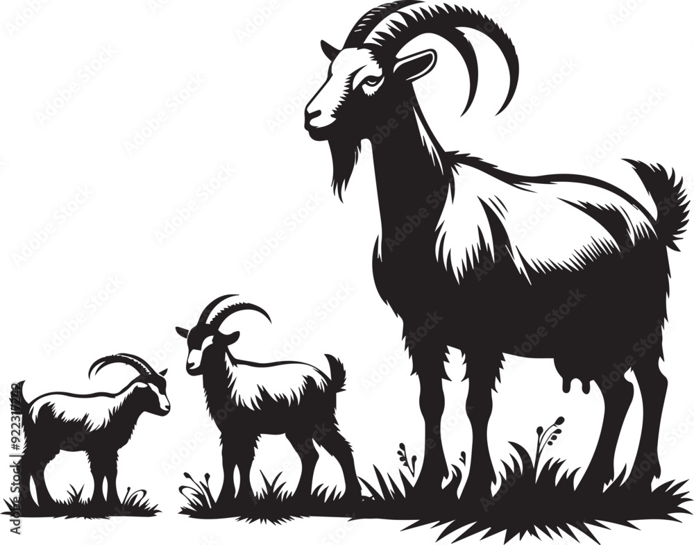 Obraz premium black goat on a white