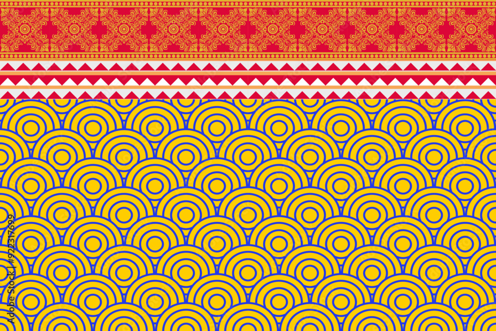Tribal fabric pattern design, geometric shapes, colored triangles, tiles, ikat, embroidery, design for fabric pattern. Carpets, pillows, shirts, pants, bedding, curtains, patterns on glasses. Tribal fabric pattern design, geometric shapes, colored triangles, tiles, ikat, embroidery, design for fabric pattern. Carpets, pillows, shirts, pants, bedding, curtains, patterns on glasses.