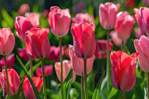 Tulip Garden. Colorful Spring Flowers in Nature