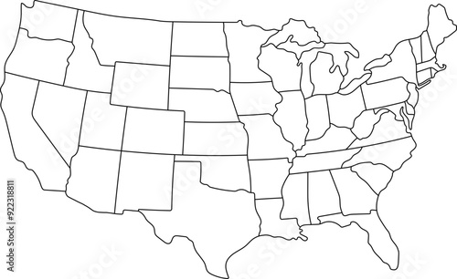 United States America (USA) Map Illustration