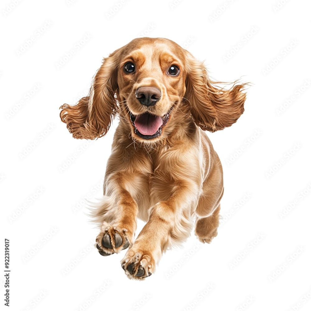 Apex Cocker Spaniel running, full body shot, isolated on white background Apex Cocker Spaniel running, full body shot, isolated on white background