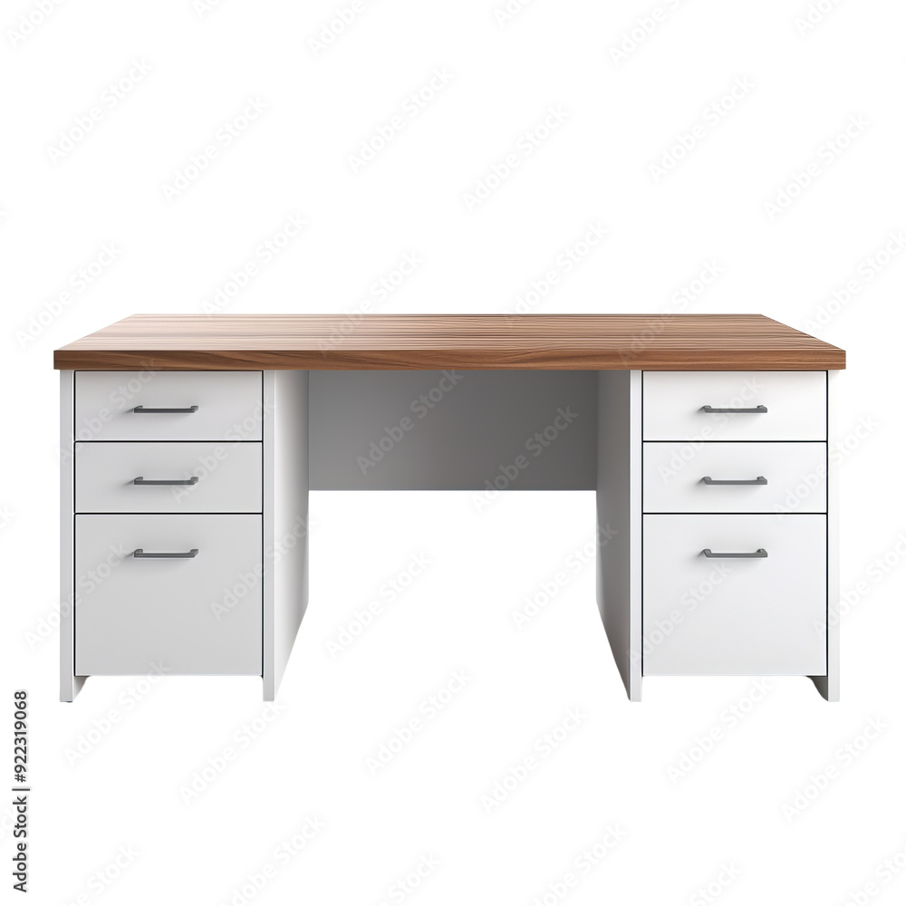 Isolated Wooden Top Office Desk with White Drawer Units. Isolated Wooden Top Office Desk with White Drawer Units.