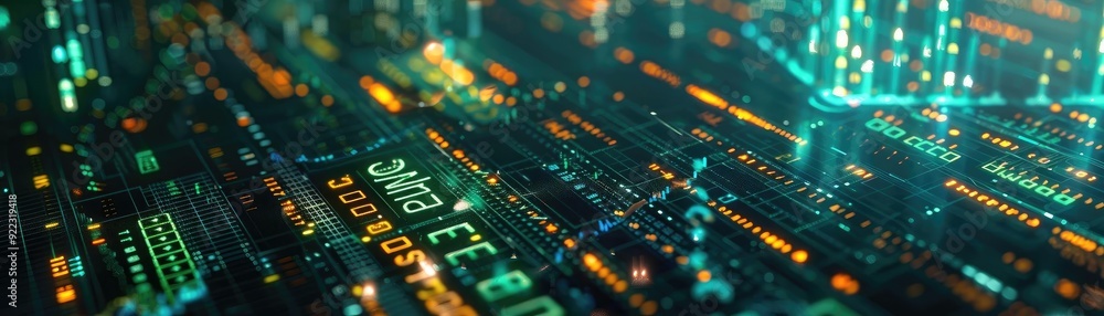 Abstract digital background showcasing vibrant circuitry and neon lights, ideal for technology and futuristic themes. Abstract digital background showcasing vibrant circuitry and neon lights, ideal for technology and futuristic themes.