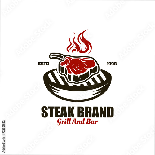 barbecue logo vector illustration, BBQ smoke grill logo template