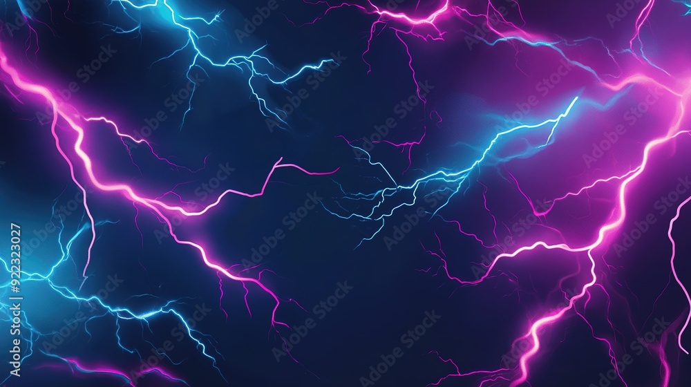 Colorful lightning bolts illuminate a dark background in a dynamic display of energy Colorful lightning bolts illuminate a dark background in a dynamic display of energy