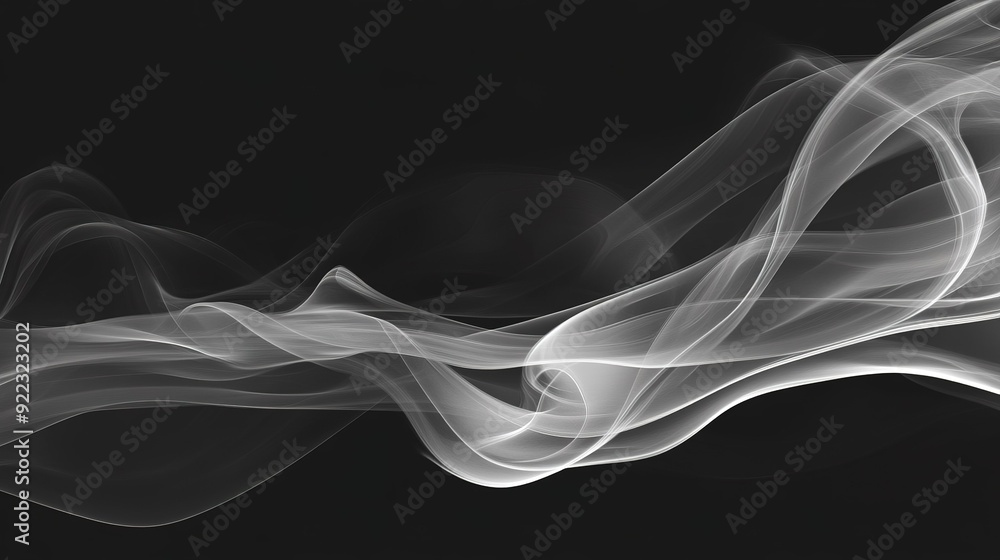 Obraz premium Ethereal wisps of white smoke swirling against a dark background in an abstract formation
