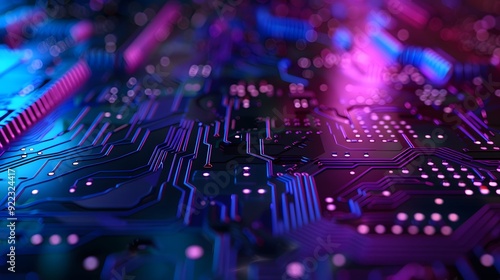 A futuristic, high-tech background with a holographic, cyber feel. The sleek, metallic pattern in pink, purple, and blue is vibrant and dynamic. Ideal for a digital wallpaper.