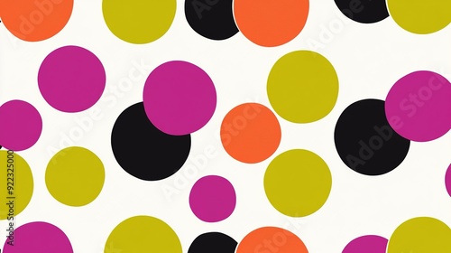 Colorful circles of various sizes scattered against a white background