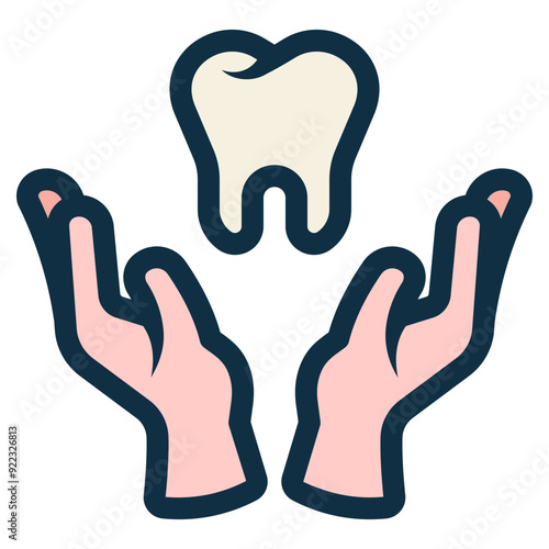 hand holding dental tooth care icon