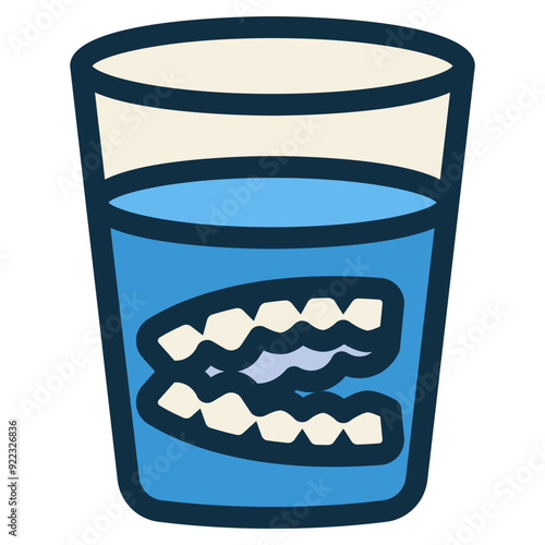 fake teeth dentures in a glass icon