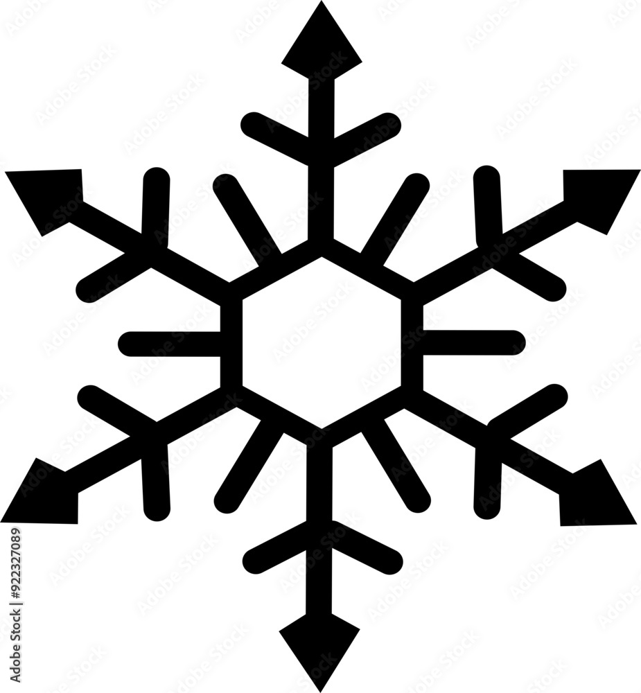 Snowflake Icon Silhouette Vector Illustration isolated On Transparent 