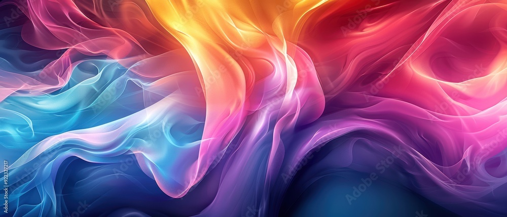 Vibrant abstract art with fluid, colorful waves blending into one another, creating a mesmerizing visual experience. Vibrant abstract art with fluid, colorful waves blending into one another, creating a mesmerizing visual experience.