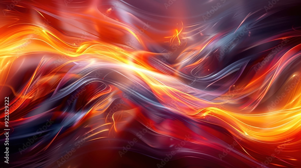 Fototapeta premium Abstract background with vibrant red and orange flowing lines, creating a dynamic and energetic visual effect.
