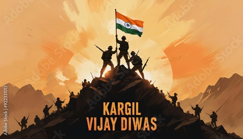 Kargil vijay diwas illustration banner or poster. 26 july. happy independence day post.