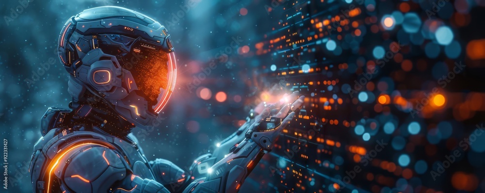 A person in a futuristic suit analyzing crypto data, scifi, clean lines, high tech A person in a futuristic suit analyzing crypto data, scifi, clean lines, high tech